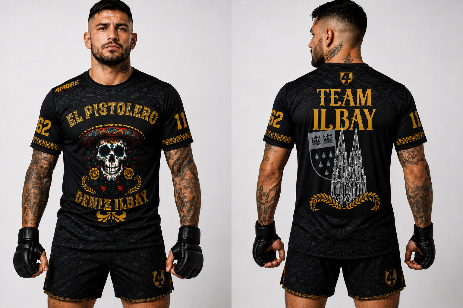 El Pistolero Fight Shirt – Studio Shot Vorder- und Rückseite